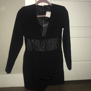 Black deep V dress